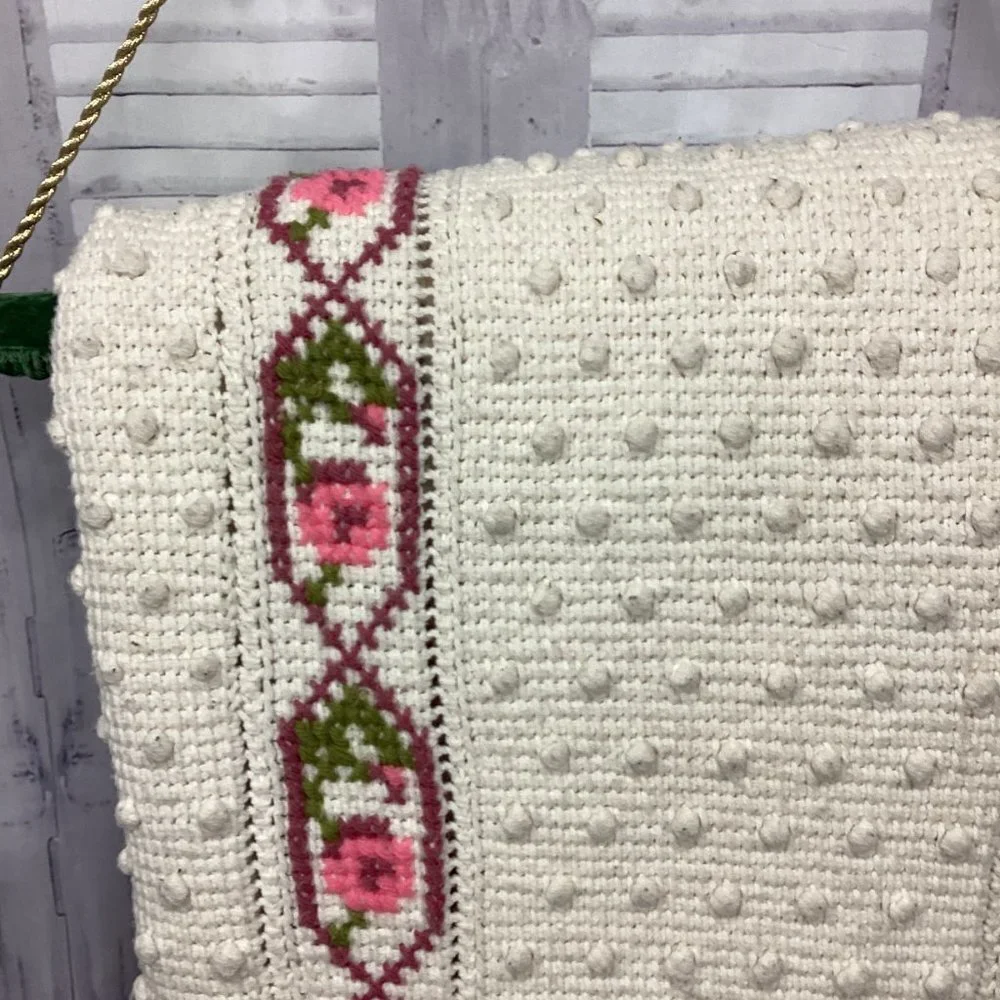 Handmade Bobble Stitch Cross Stitch Afghan Blanket